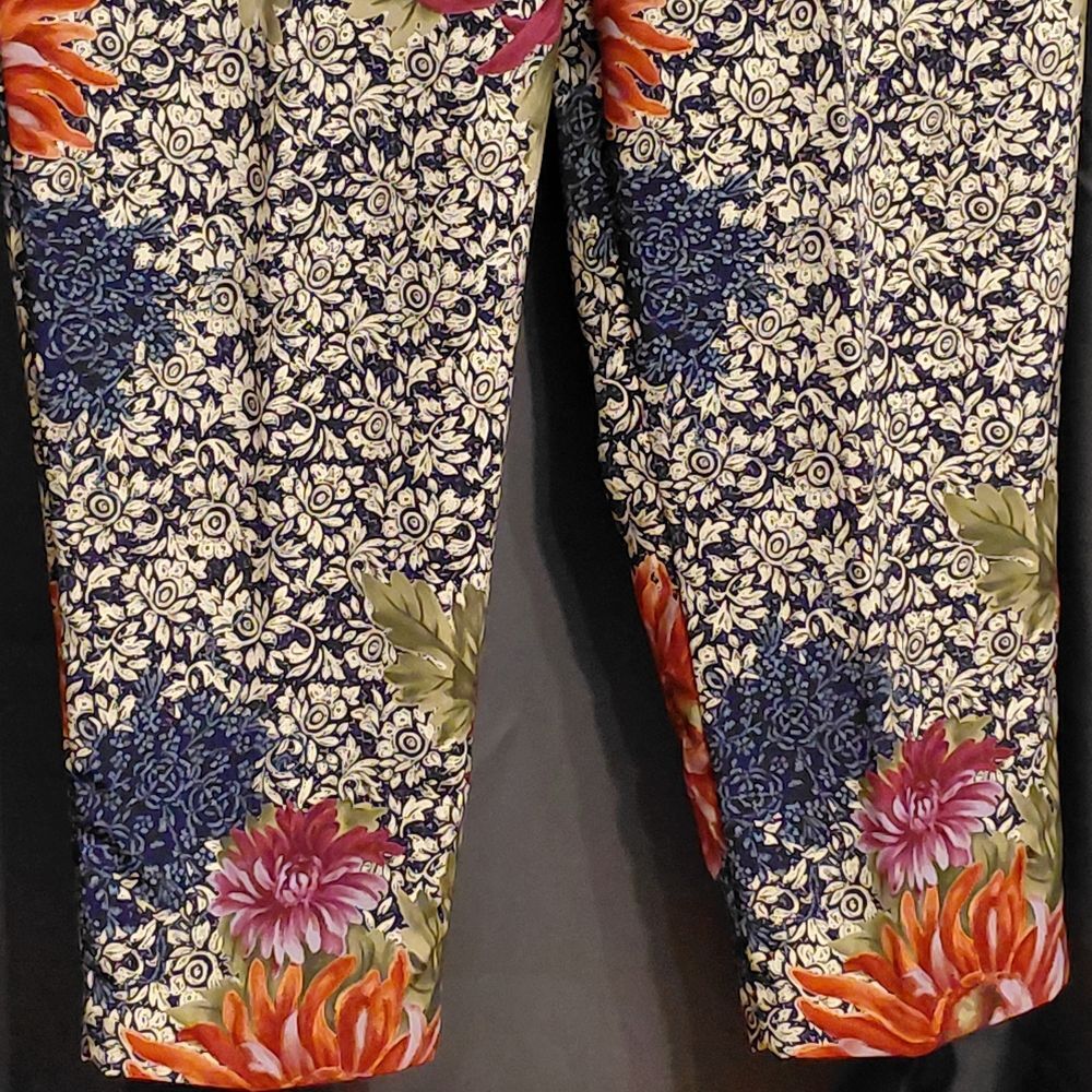 3 Piece Casual Pantsuit Rust/Floral Top Shirt And Pants XL Medium Petite - Picture 5 of 7